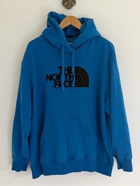 Gorpcore The North Face Logo Hoodie XXL Blue Pullover Sweatshirt